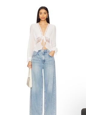 Revolve Kat the Label white Betty blouse NWT size Small